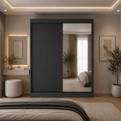 Ripple 2 Door Sliding Wardrobe Anthracite Grey