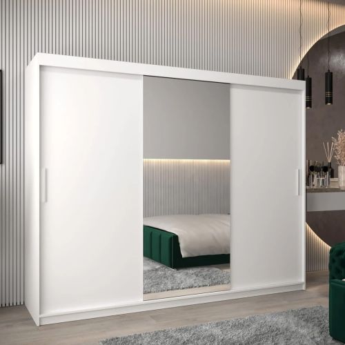 Soho 3 door Sliding Wardrobe with Mirror + Drawers 250cm White
