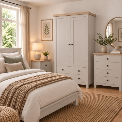 Mollie Shaker 2 Door Wardrobe Bedroom Furniture Set - Cashmere