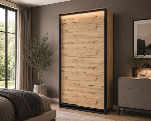 Sweden 2 Door Wardrobe Oak with LED Lighting