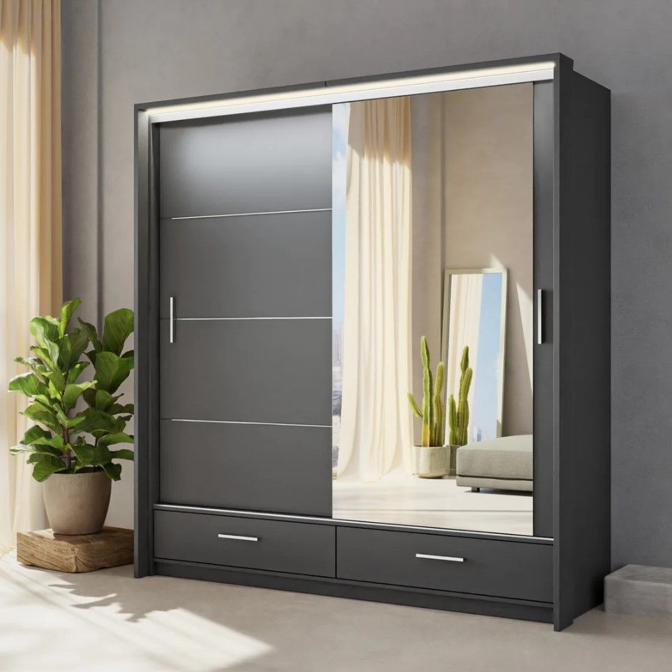 grey sliding door wardrobe